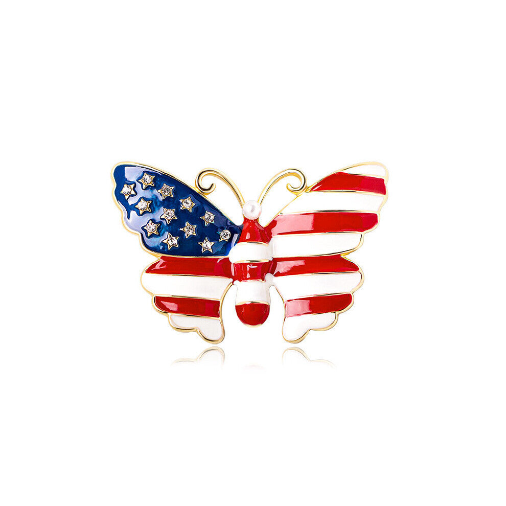 Enamel Butterfly Brooch American Flag Corsage Jewelry Clothing Versatile Decoration Pin Vintage Accessories For Men