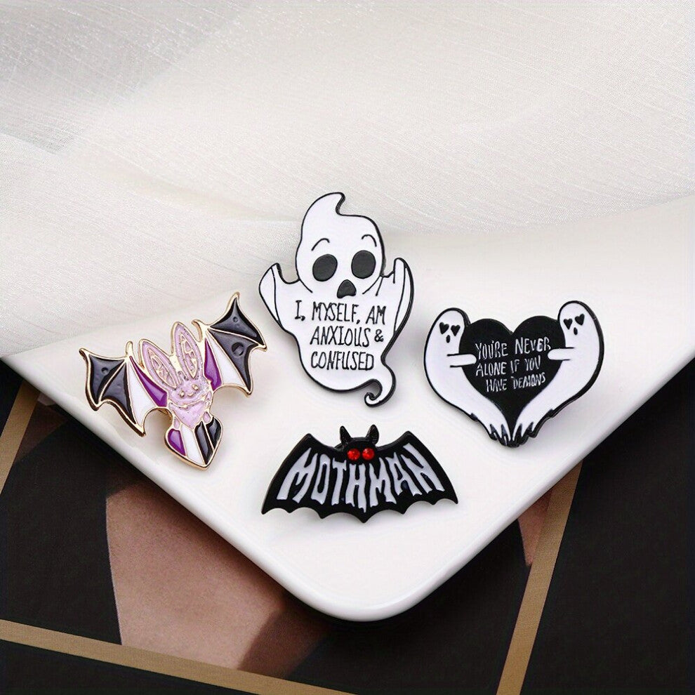 4pcs set Ghost Oil Drop Alloy Brooches Creative Shirt Collar Ghost Pin Backpack Accessories For Men