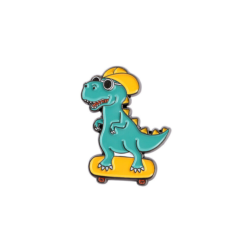 1pc Dinosaur Cartoon Enamel Pin Red Green Guitar Skateboard Badges Brooches For Women Bag Backpack Accessories Gift For Friends