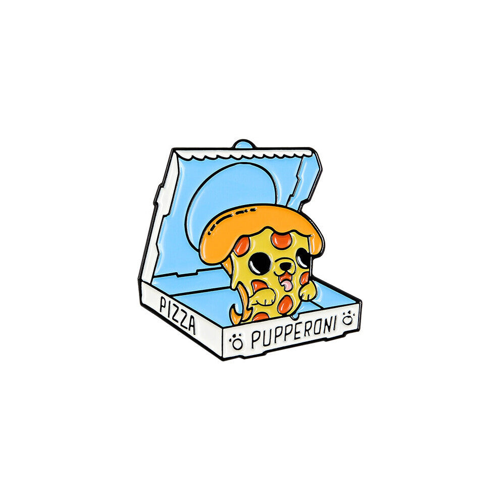 Pizza Pupperoni Zinc Alloy Cartoon Dog Brooch For Decorating Backpacks Jeans T Shirts For Christmas Gift