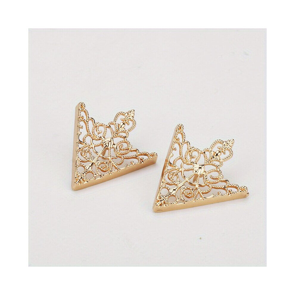 Retro Palace Collar Pin Mens Suit Shirt Accessories Antique Bronze Hollow Pattern Triangle Collar Buckle