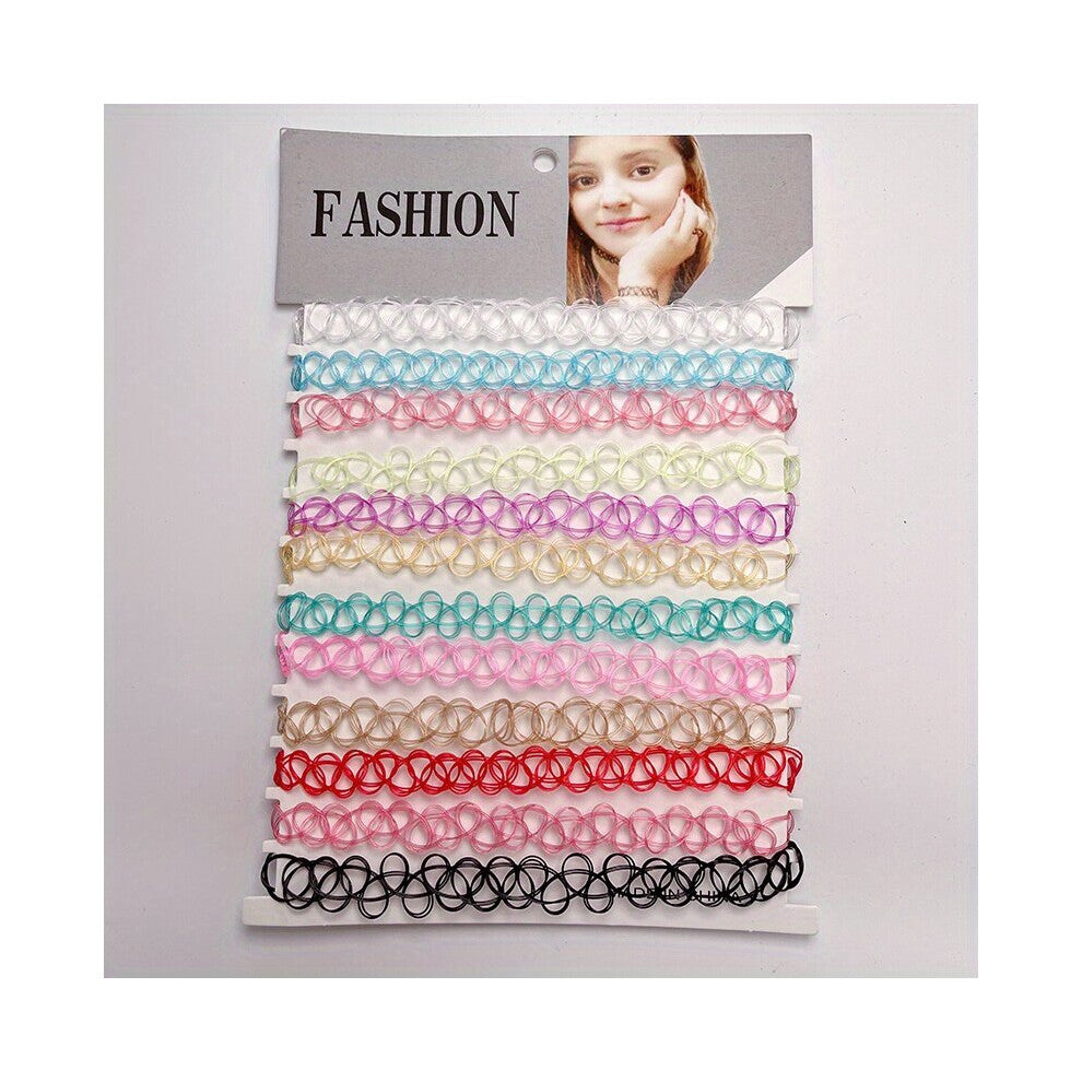 12pcs Chokers Pendant Henna Tattoo Stretch Elastic Jewelry Party Favor Decorations Cosplay Hair Accessories For Girls