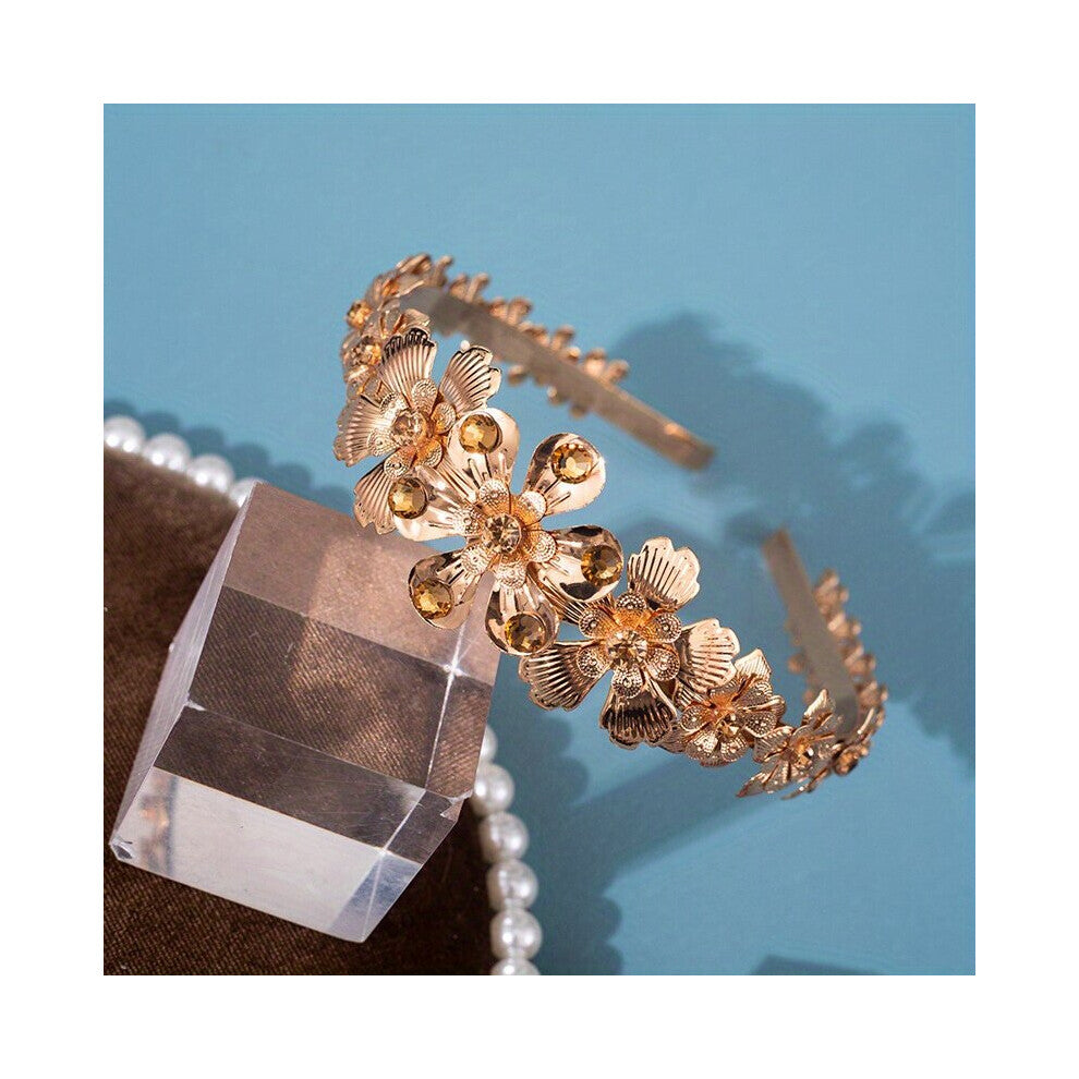 Baroque Leaves Decor Tiara Crown Flower Headband Metal Hair Band Bridal Hair Accessories For Wedding