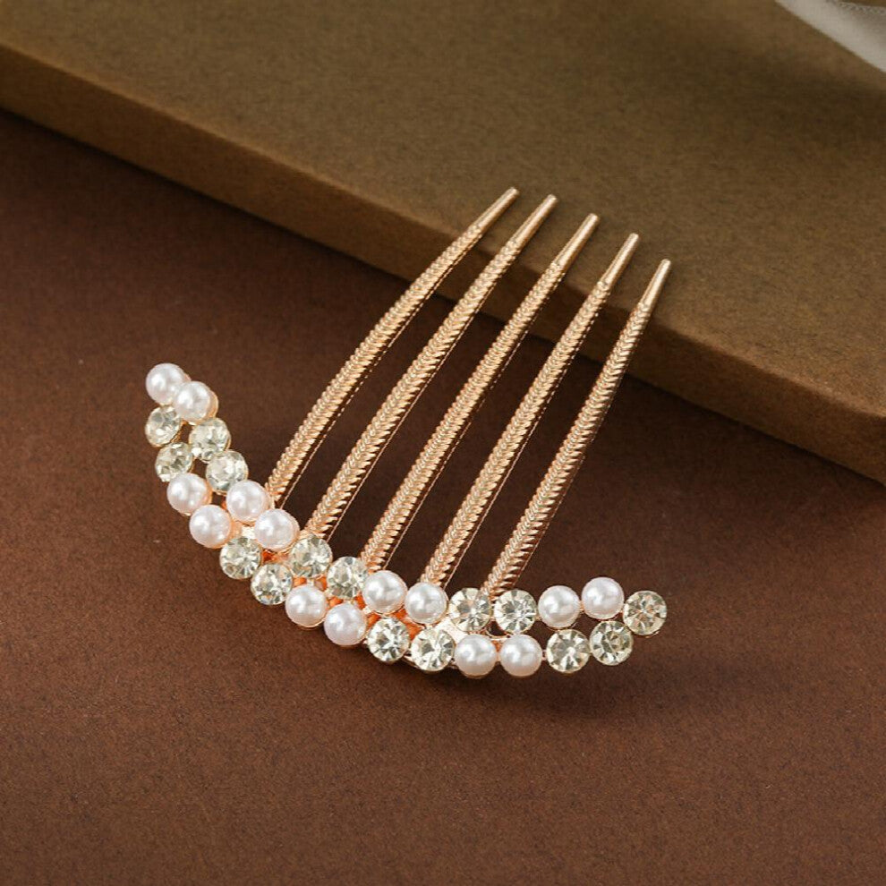 Faux Pearl Rhinestone Hair Comb Hairpin Party Favor Decorations Princess Tiara Wedding Birthday Cosplay Costumes Hair Accessories