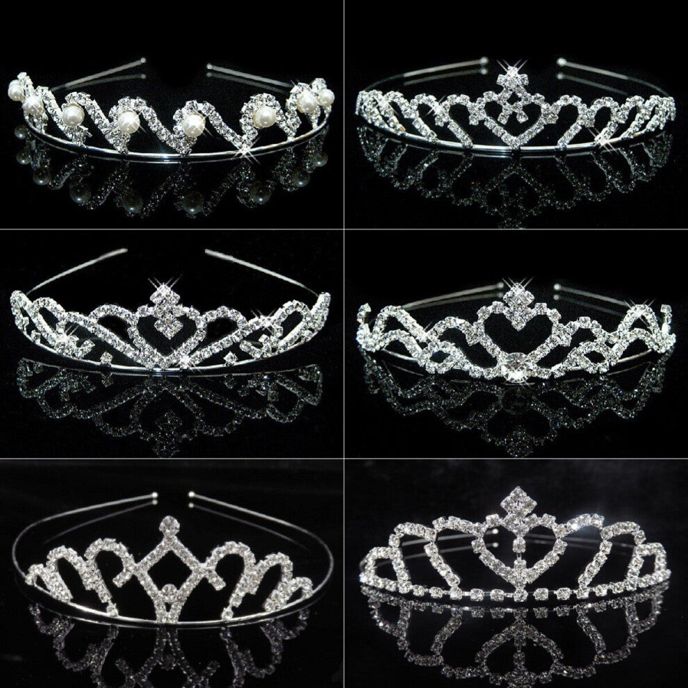 Silver Tiara Headband Girls Princess Tiaras Rhinestone Crown Bride Prom Hair Accessories For Women And Girls