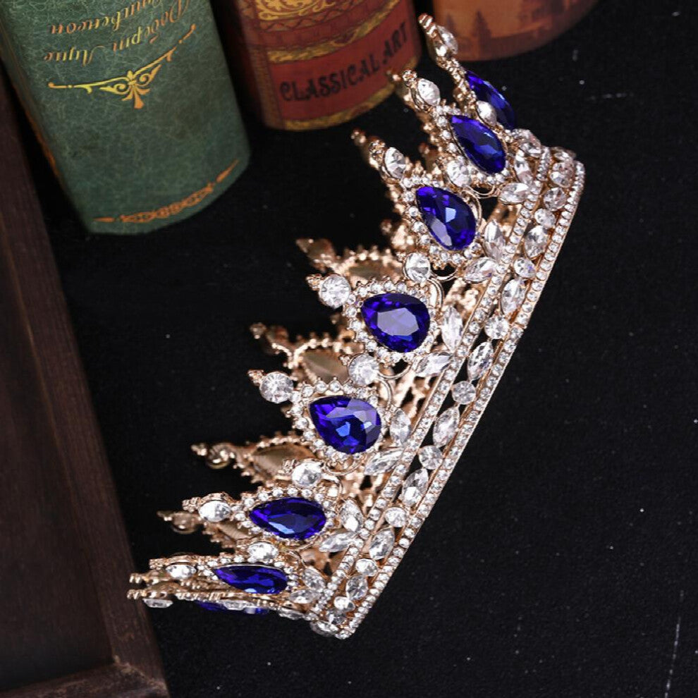 Crystal Queen Crowns For Womens Rhinestone Wedding Tiara Headband Full Round Princess Crown Hair Accessories