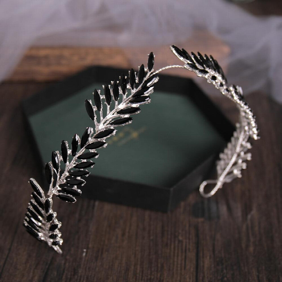 Bridal Crystal Rhinestone Leaf Hairband Tiara Headpiece Hair Ornaments Bride Headband Wedding Hair Jewelry Accessories