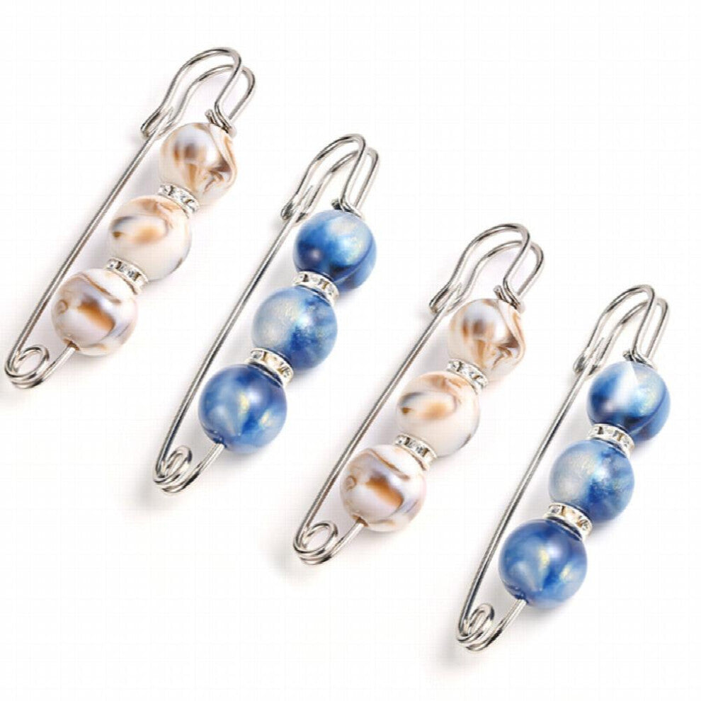 4Pcs Set Colorful Faux Pearl Brooch Set Clothing Brooch Pearl Lapel Pin Sweater Dress Brooch Pin Accessories