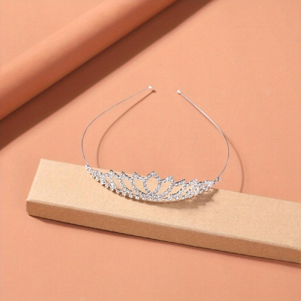 1pc Rhinestone Tiara Crown Alloy Hair Band Glitter Headdress For Women Girls Birthday Party Prom Hair Accessories