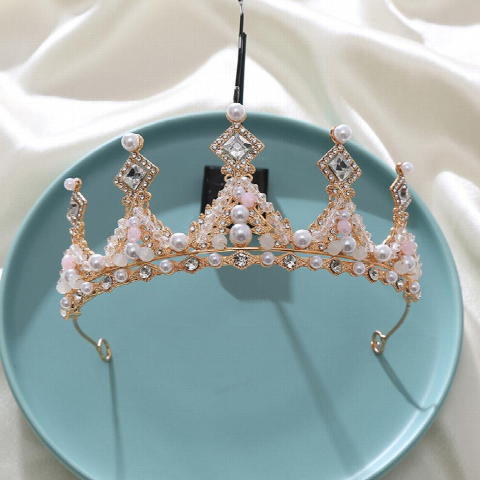 Rhinestone Faux Pearl Crown Hairband Headband Bridal Wedding Party Favor Decorations Princess Tiara Birthday Cosplay Costumes Hair Accessories