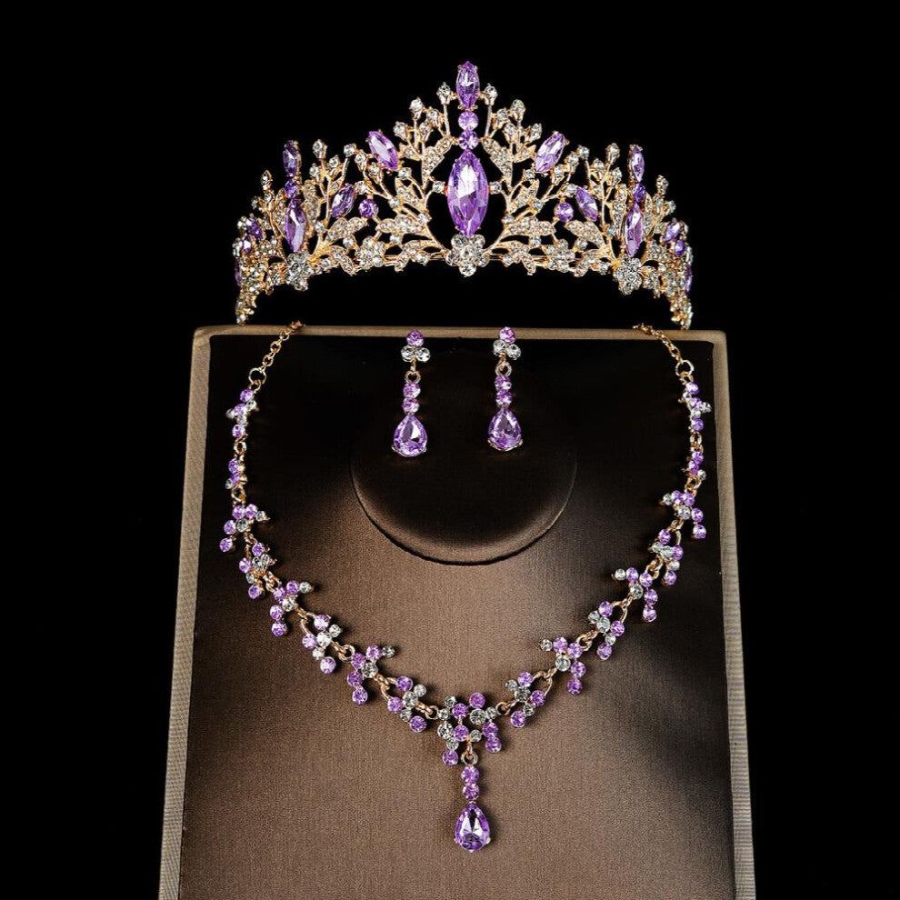 Jewelry Set Necklace Earrings Crown Wedding Three piece Wedding Dress Dinner Accessories Bridal Necklace 3PCS SET