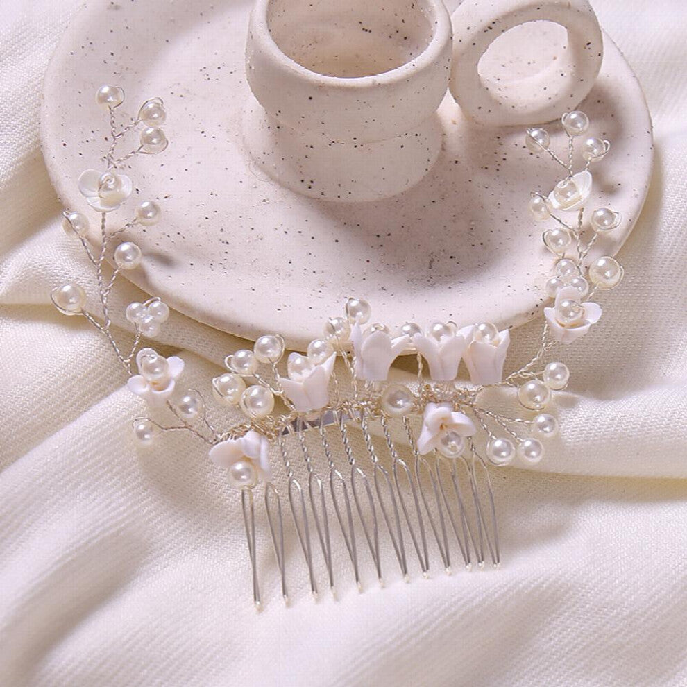 HYDRANGEAS BRIDAL JEWELRY Hair Jewelry Bride Flowers Hair Comb Headdress Wedding Hair Accessories Veil Flower Comb In Golden Silver