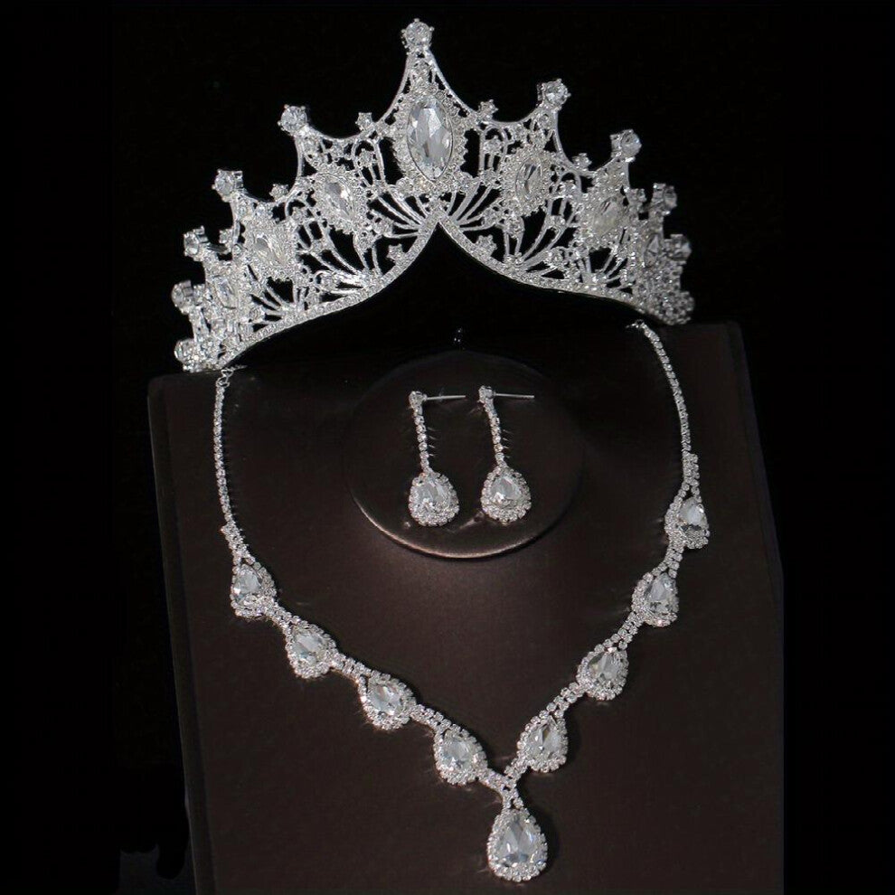 Bridal Crystal Headband Rhinestone Necklace Earrings Set Princess Bridal Wedding Hair Accessories