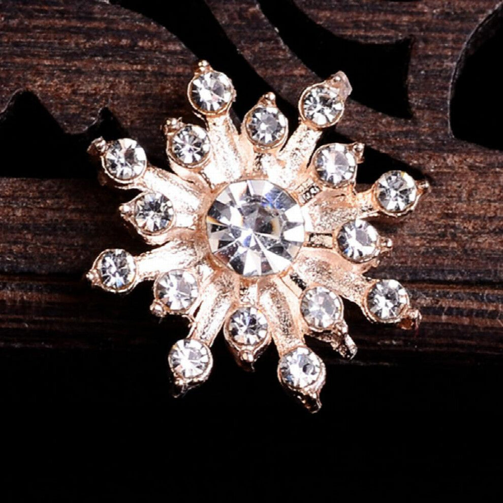 DIY Snowflake Charm Brooch Faux Pearl & Rhinestone Decor Buckle Alloy Accessories For Clothing Hat Wedding Decoration