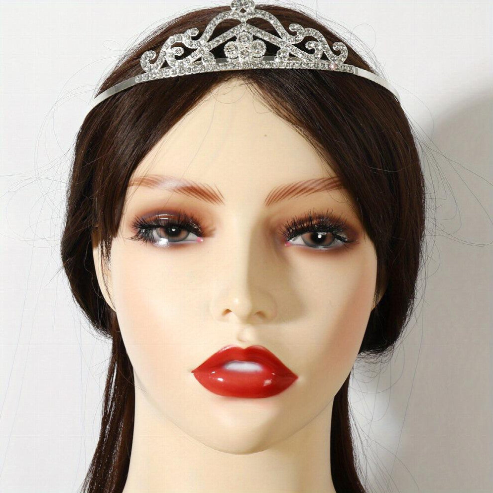 Silvery Rhinestone Headband With Comb Head Jewelry Tiara Birthday Party Hair Accessories