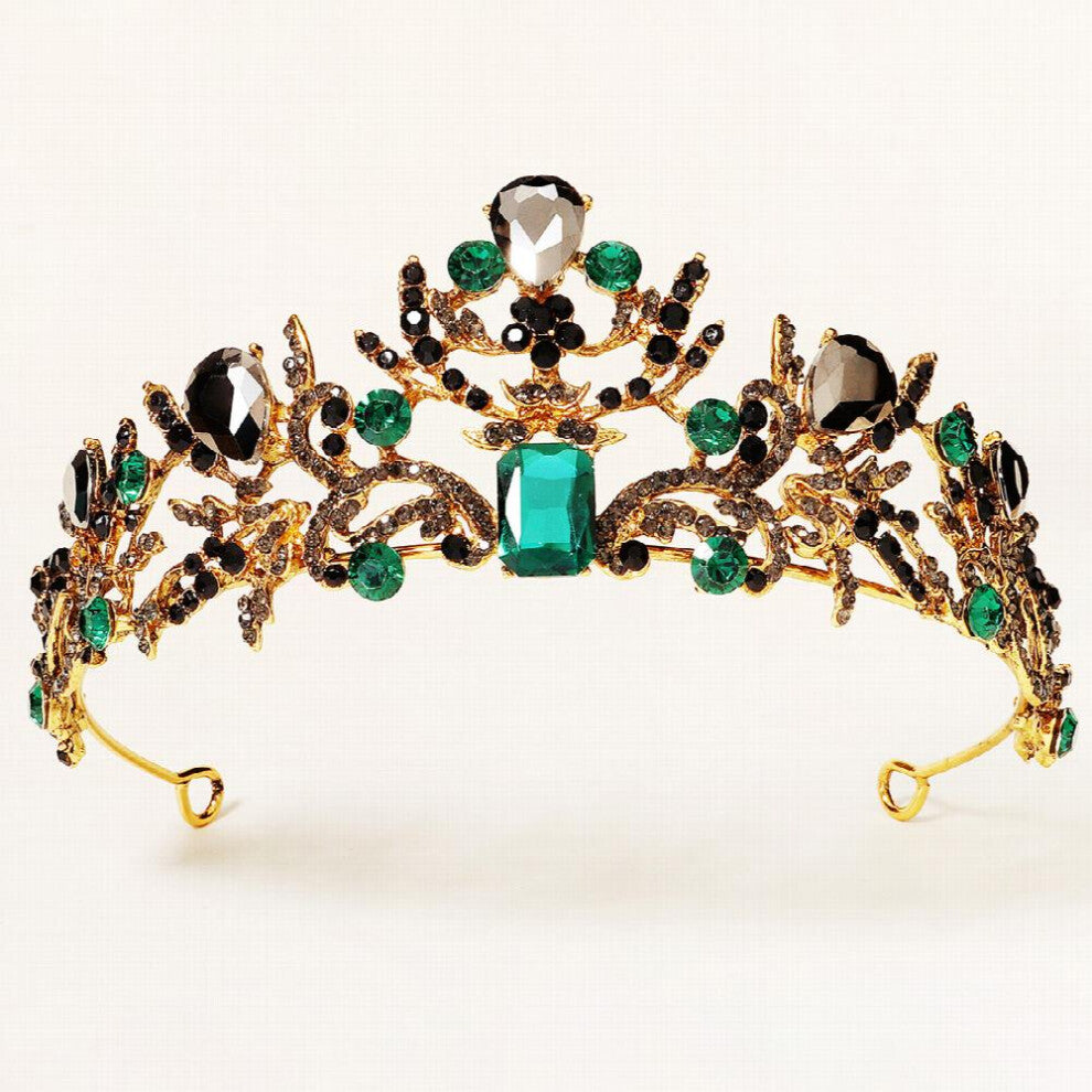 Tiara Bridal Hair Accessories Hair Accessories Prom Party Birthday Gift Gothic Vintage Royal Style Emerald Rhinestone Crowns