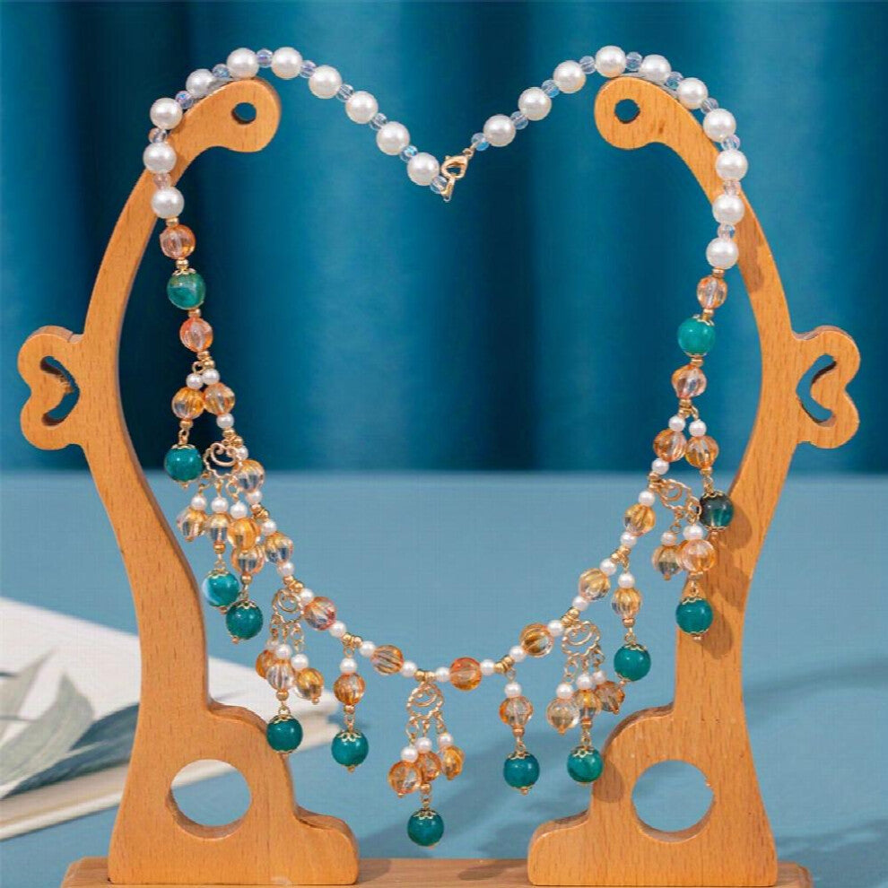 Ancient Style Faux Pearl Beaded Necklace With Pendant Cheongsam Accessories Chinese Style Decoration Ornament