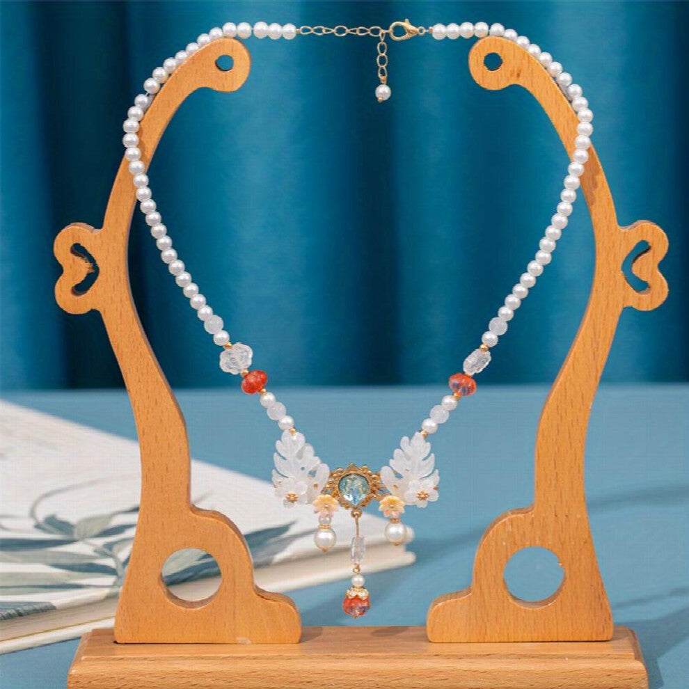 Ancient Style Faux Pearl Beaded Necklace Crystal Decoration Cheongsam Accessories Chinese Style Jewelry Ornament