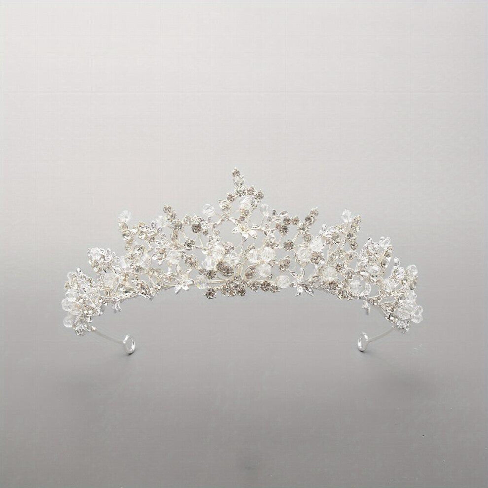 Tiara Rhinestone Crown Crystal Beads Decor Headdress For Wedding Bridal Hair Accessories For Party Prom Birthday