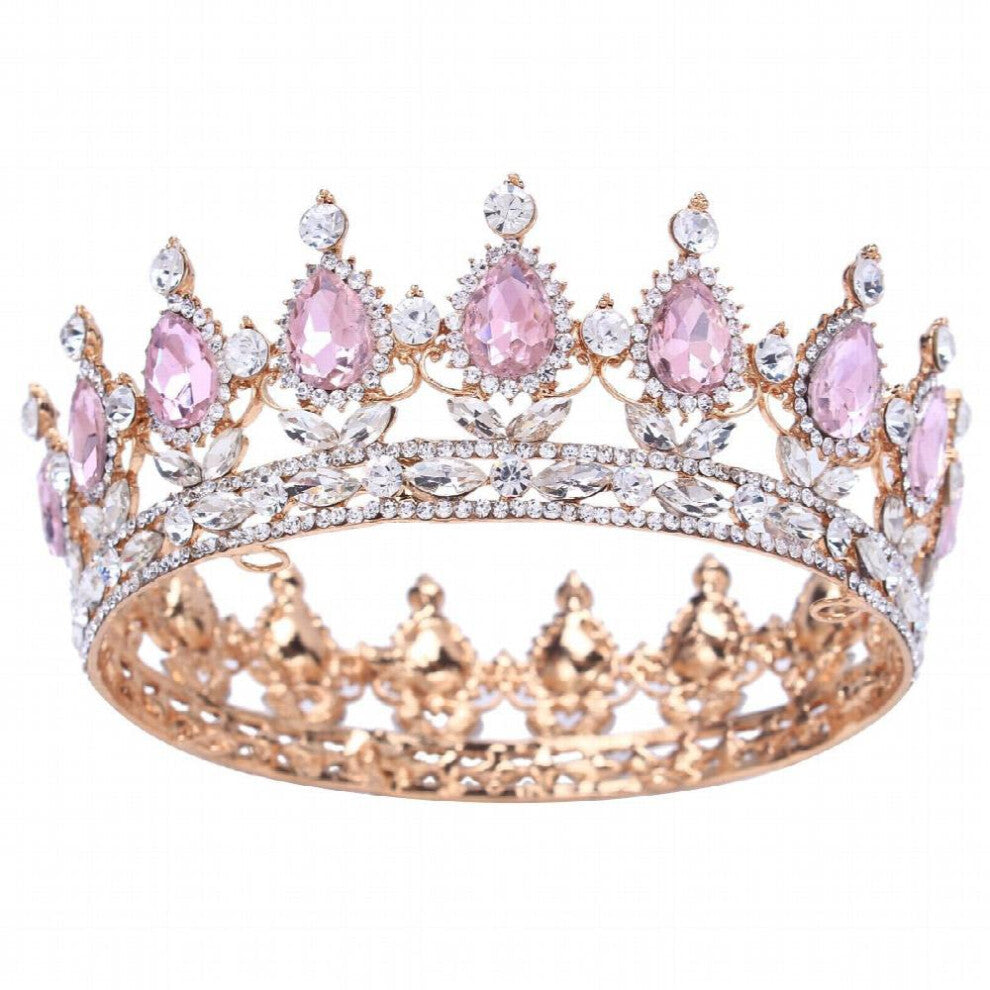 Crystal Queen Crown For Women Rhinestone Wedding Tiara Headband Round Princess Crown Hair Accessories Jewelry