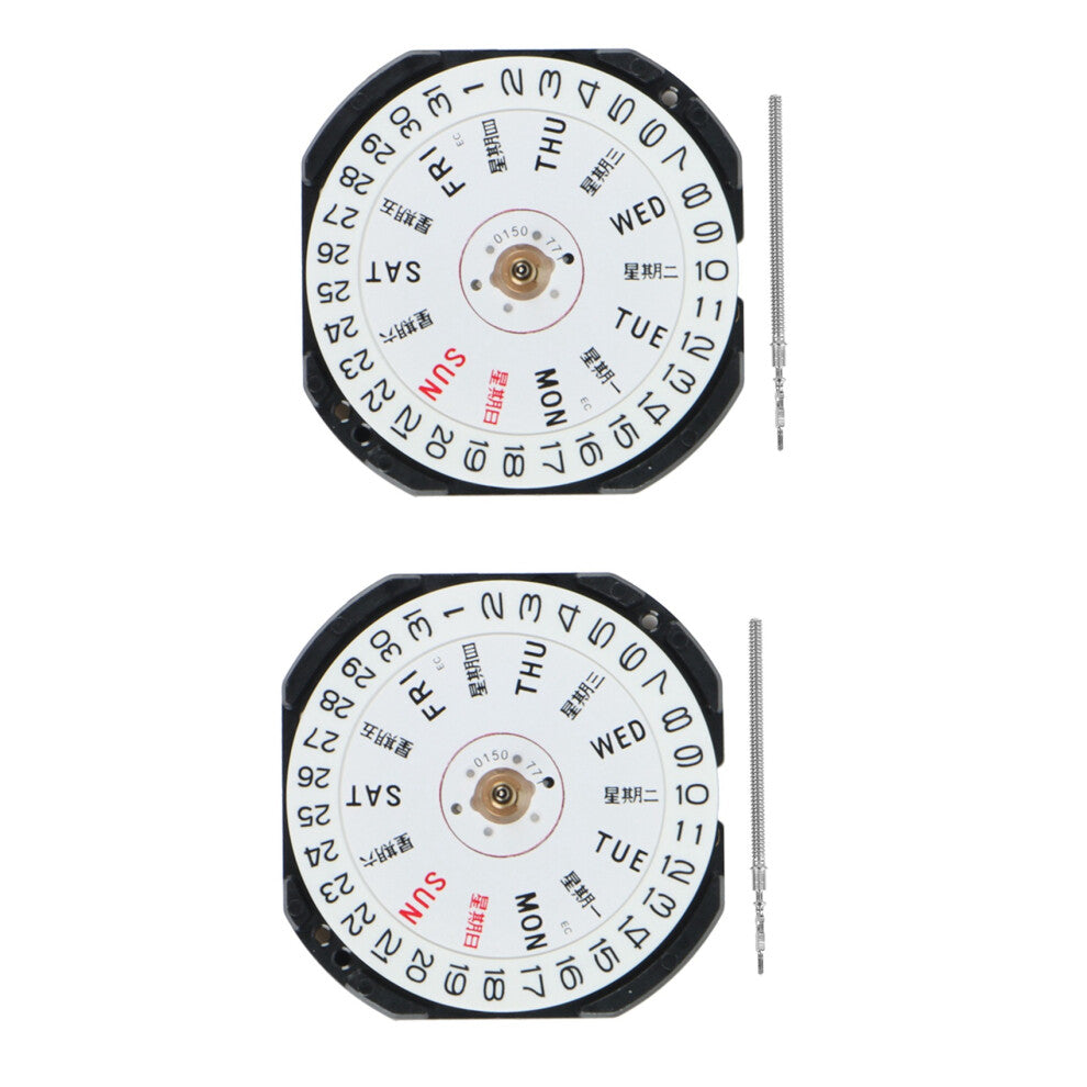 2X Watch Accessories VX33E Movement VX33 Three Pin Double Calendar Window Quartz Movement Without Batteries