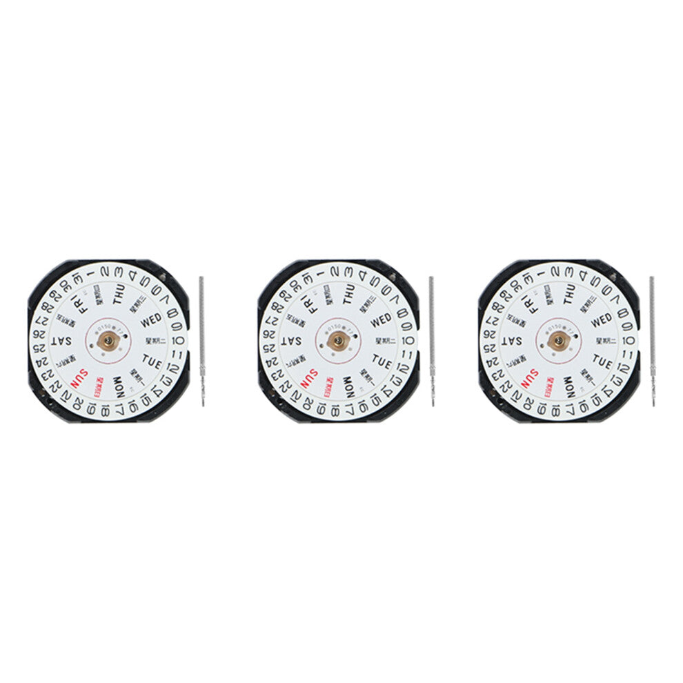 3X Watch Accessories VX33E Movement VX33 Three Pin Double Calendar Window Quartz Movement Without Batteries