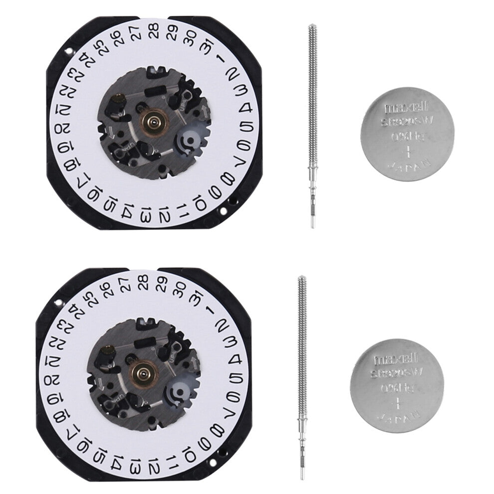 2X Japan Quartz Watch Movement VX32 VX32E Date At 3 with Adjust Stem and Battery Watch Repair Parts Accessories