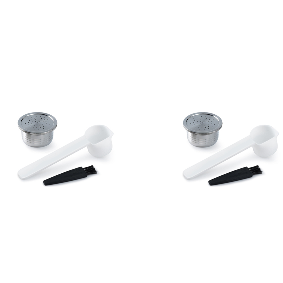 2X Stainless Steel Refillable Espresso Coffee Maker Capsule for Machine Reusable Filter Coffee Pods
