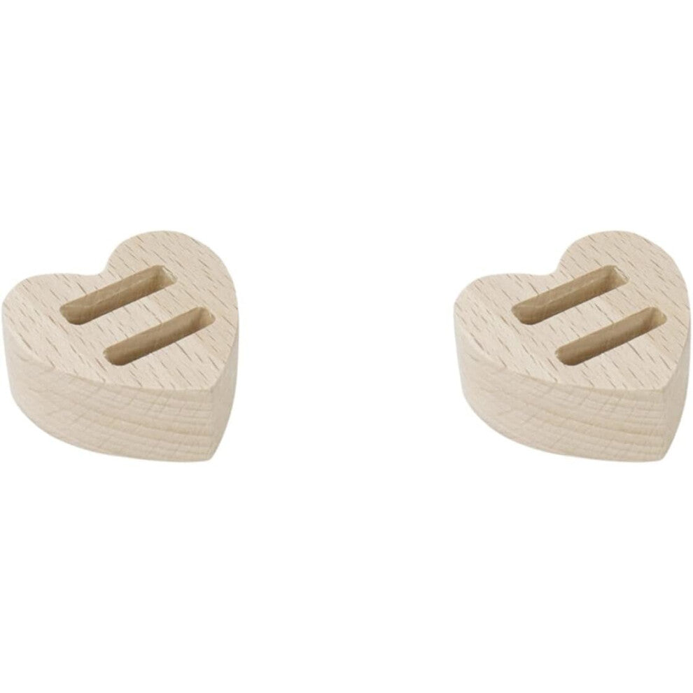 2 Pcs Heart Wooden Jewelry Ring Display Holder Finger Ring Stand Beech Wood Double slots ring holders for Show and Organize
