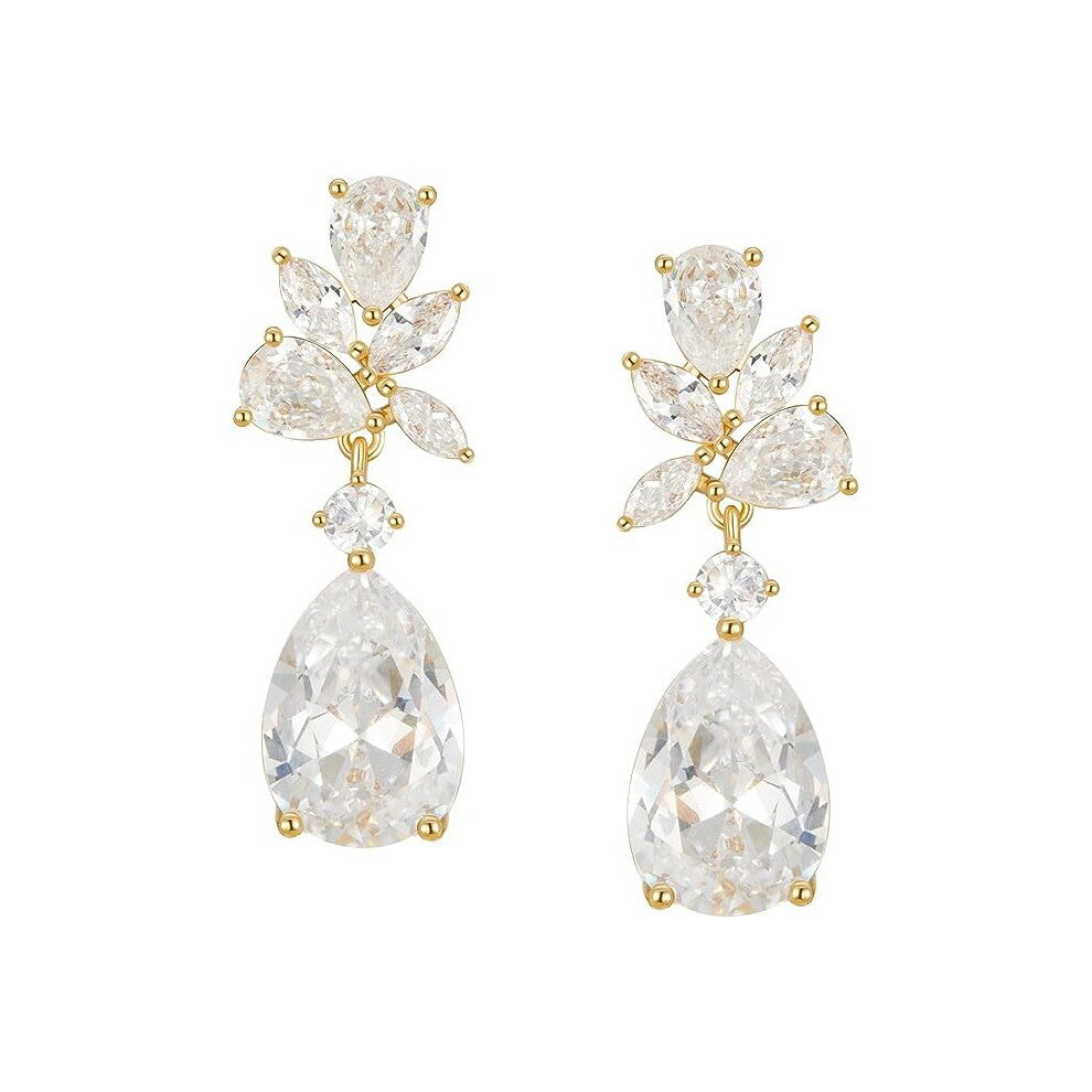 Elegant Bridal Wedding Earrings for Brides, Bridesmaids, Cubic Zirconia Teardrop Dangle Earrings for Women Formal Jewelry