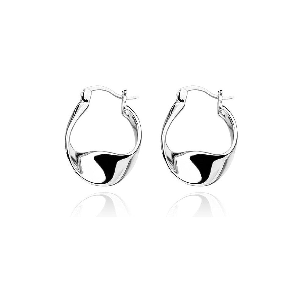 Sterling Silver Hoop Earrings for Women,14K White Gold Earrings Hypoallergenic Chunky Huggie Silver Hoops Small Fashion Dainty Earring