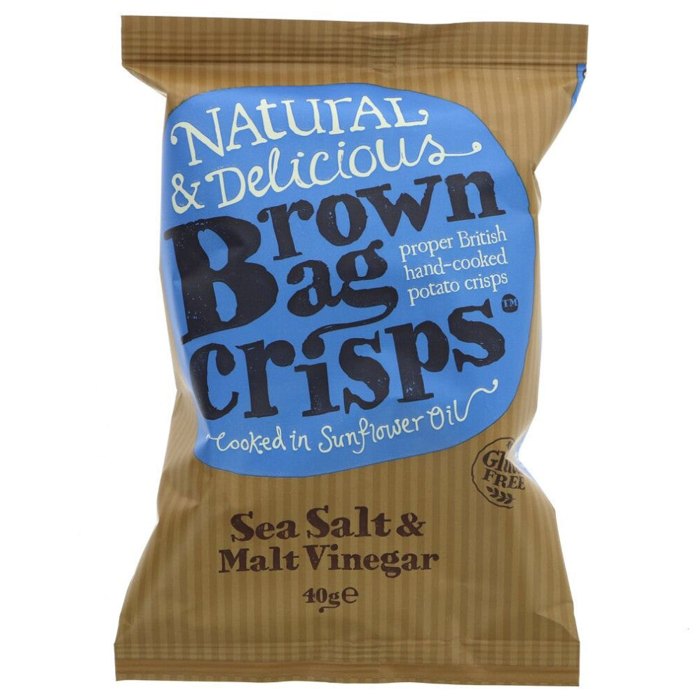 Brown Bag Crisps Sea Salt and Vinegar - 40g ( Pack of 20 )