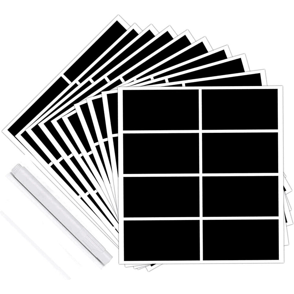 Reusable Chalkboard Organization and Storage Labels,80 Rectangle Shape Mason Jars Labels 3 x 1.6 Inch Canisters Labels with 1 Chalk Marker
