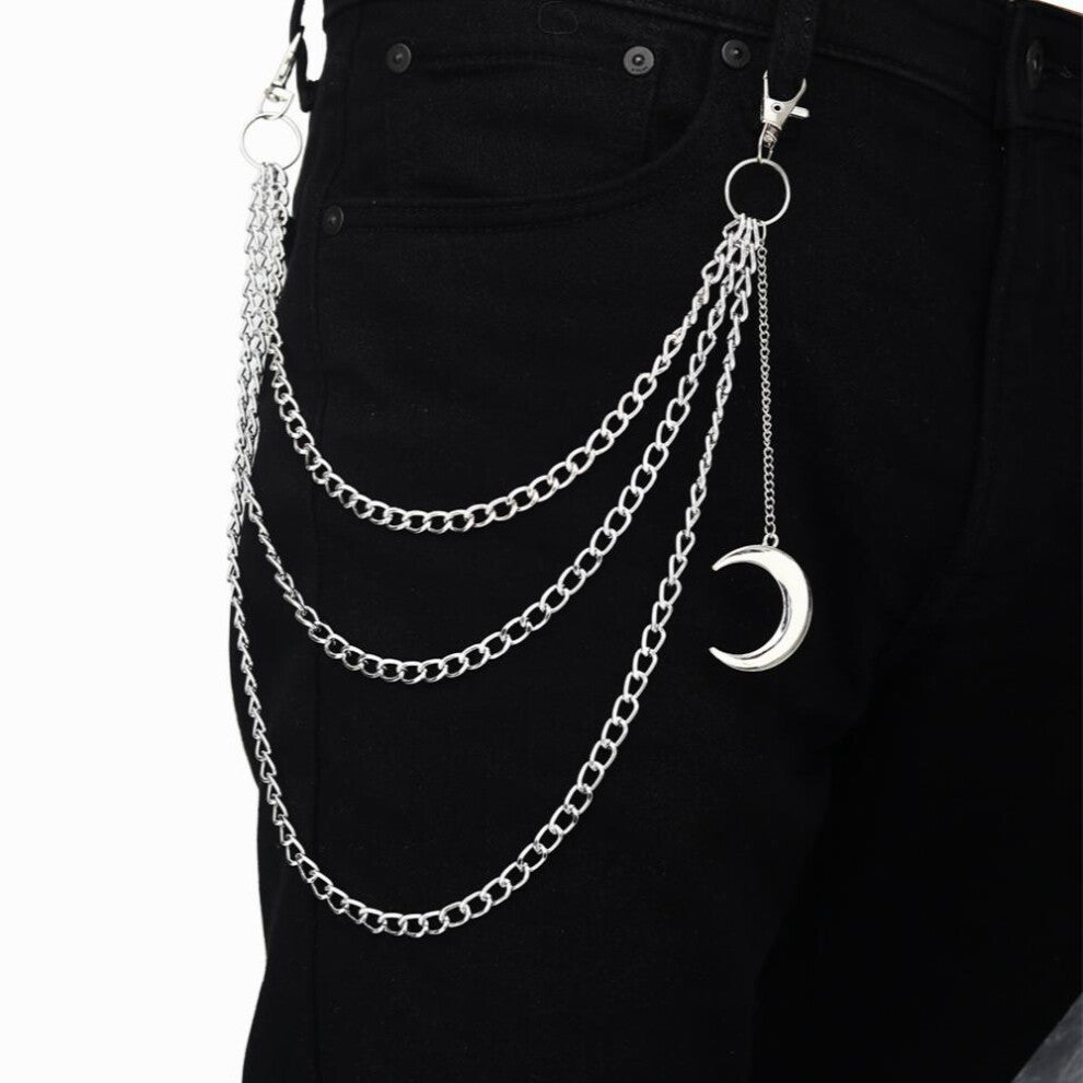 Moon Pendant Chain On The Jeans Pants Punk Keychains Accessories For Men Women