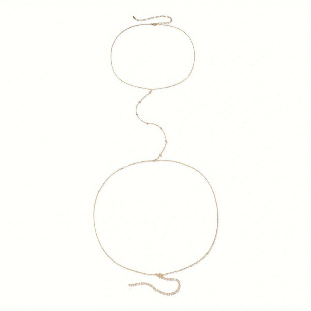 Boho Crossed Chest Chain Metal Belly Waist Chain Women Sea Beach Bikini Body Chain Decorative Accessories