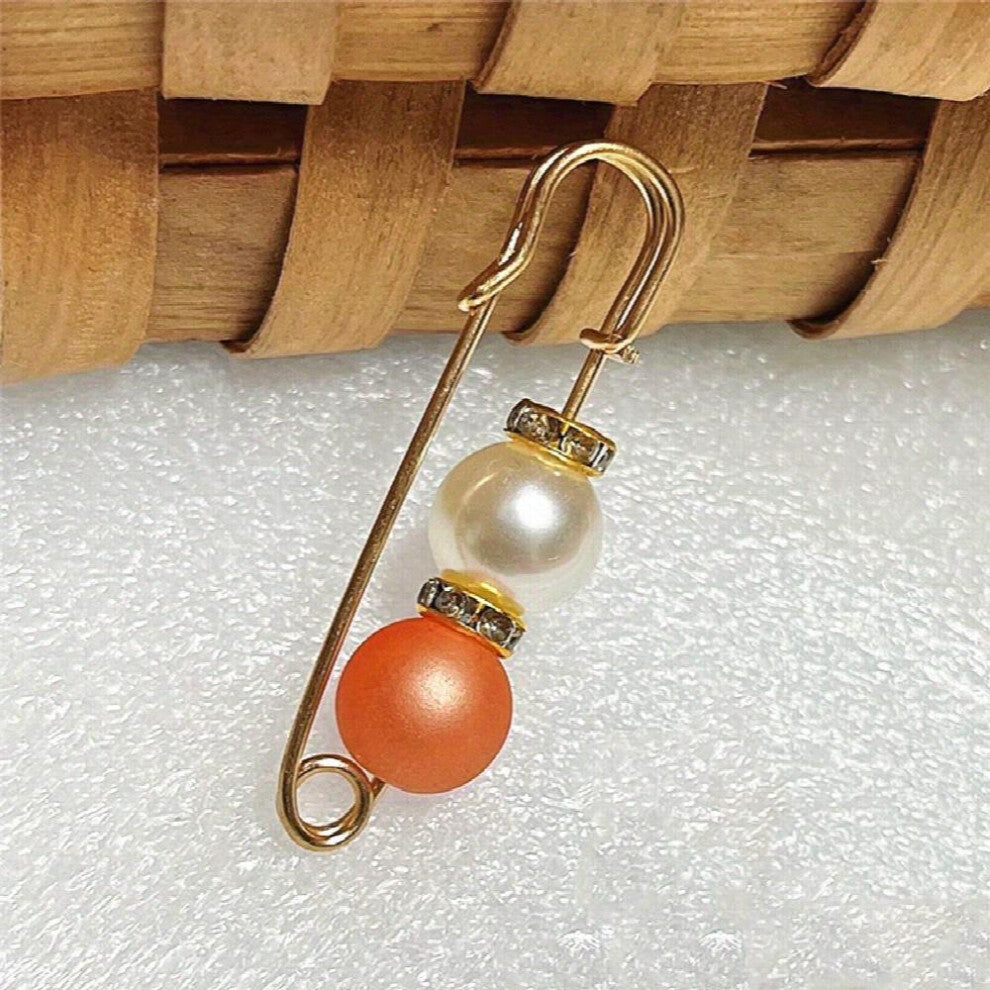 1pc Faux Pearl Brooch Pins Dress Sweater Decorative Rhinestone Cardigan Brooch Beads Buckle Pin Jewelry Accessories