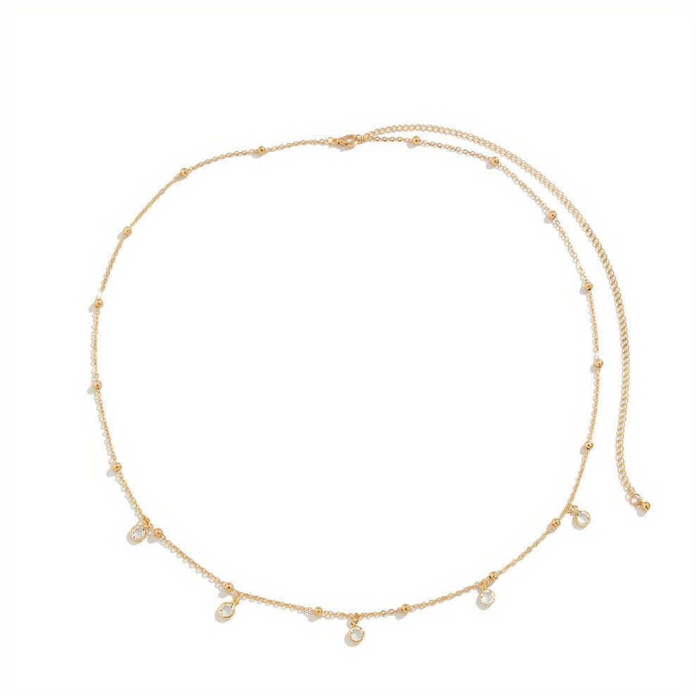 Crystal Pendant Tassel Waist Chain Boho Metal Belly Chain Bikini Beach Chain Women Decorative Accessories