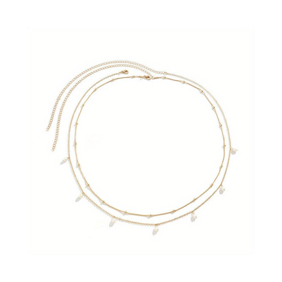 Double Layer Waist Chain Crystal Beads Tassel Belly Chain Beach Bikini Body Chains Accessories Jewelry For Women