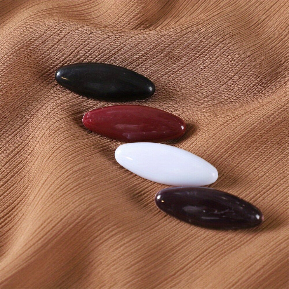 4pcs set Oval Scarf Pin Solid Brooch Hijab Shawl Clip Cardigan Sweater Fixed Buckle For Women