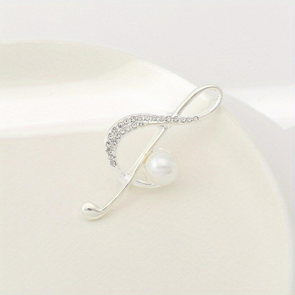 Musical Note Brooch Pearl Rhinestone Pin Scarf Dress Clothes Decorated Accessories Buckle Casual Outdoor Pin