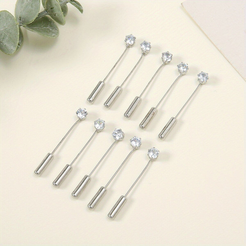 10pcs Sliver Rhinestone Pins Silk Scarf Fixed Buckles Scarf Cardigan Shawl Pins Dress Decorated Brooches