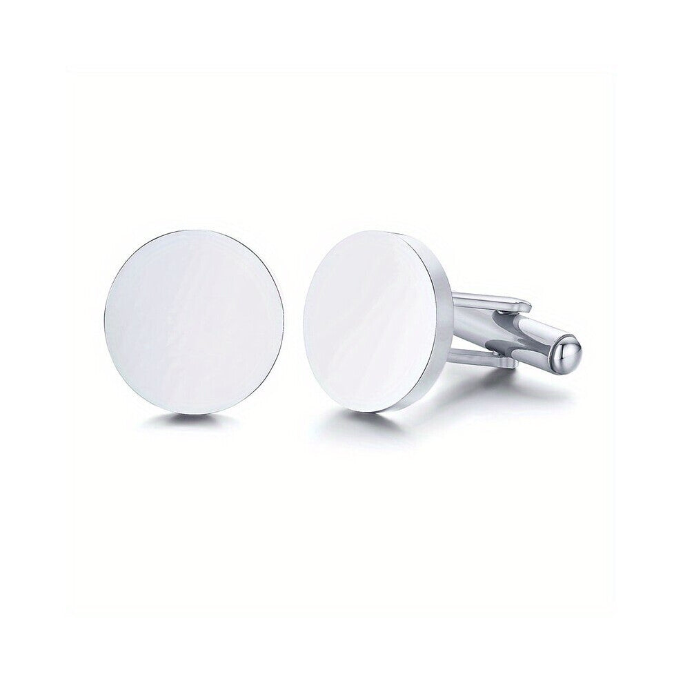 1pair Mens Personalized Cufflinks Stainless Steel Round Shirt Cufflinks Wedding Jewelry
