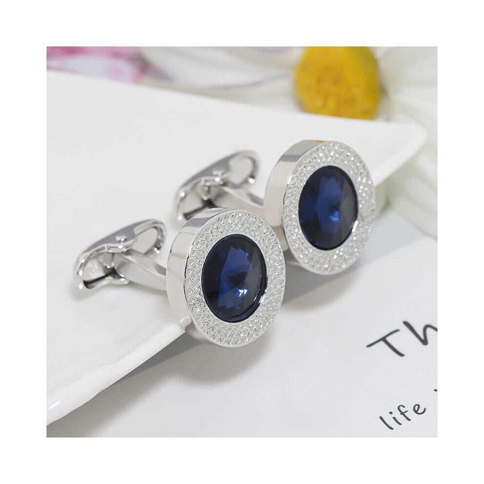 1pair Wedding Cufflinks Mens Artificial Diamond Inlaid Cufflinks