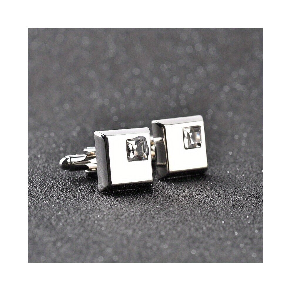 Glamorous Alloy Mens French Shirt Inlaid Artificial Diamond Cufflinks