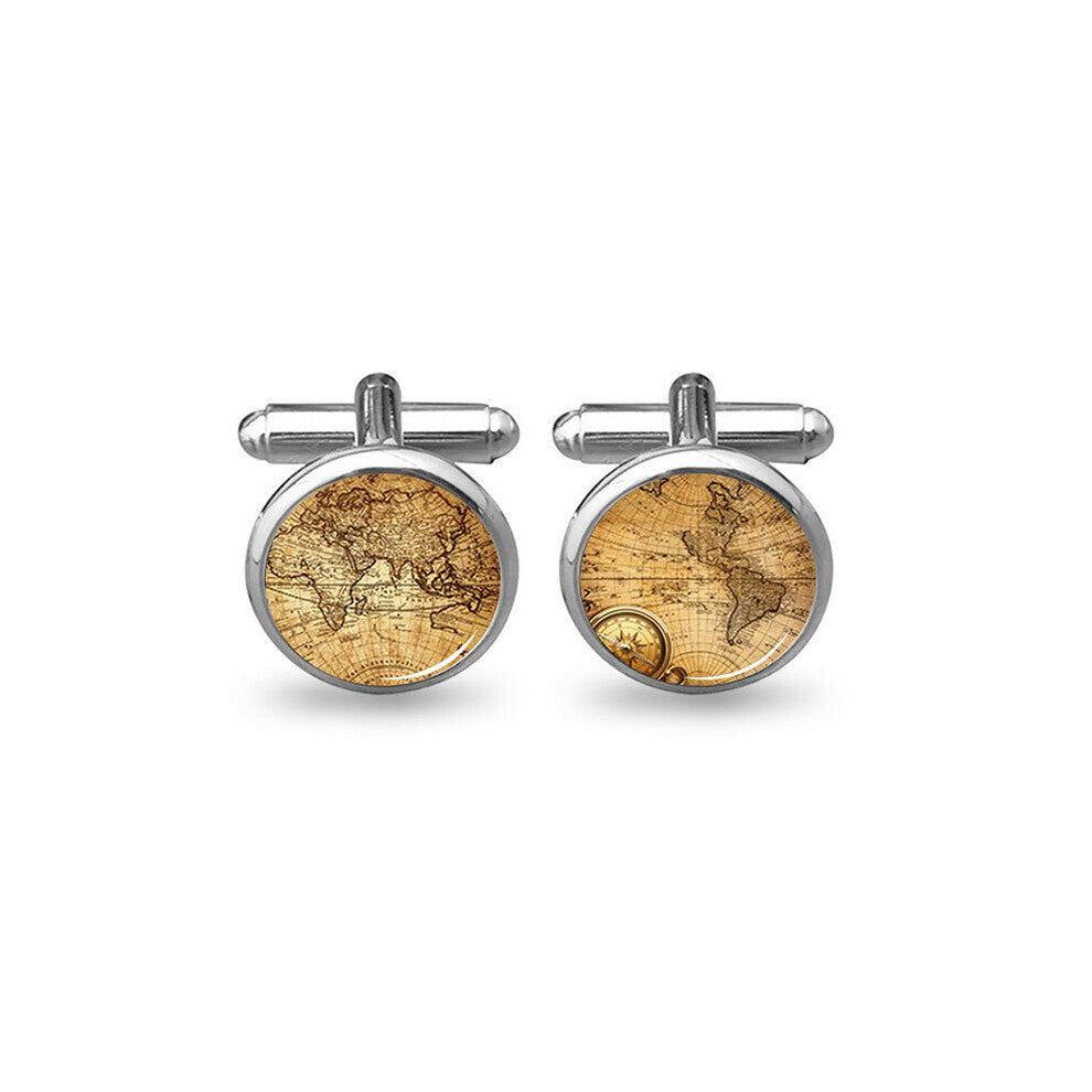 1pair World Map Cufflinks Vintage Cufflinks For Gift