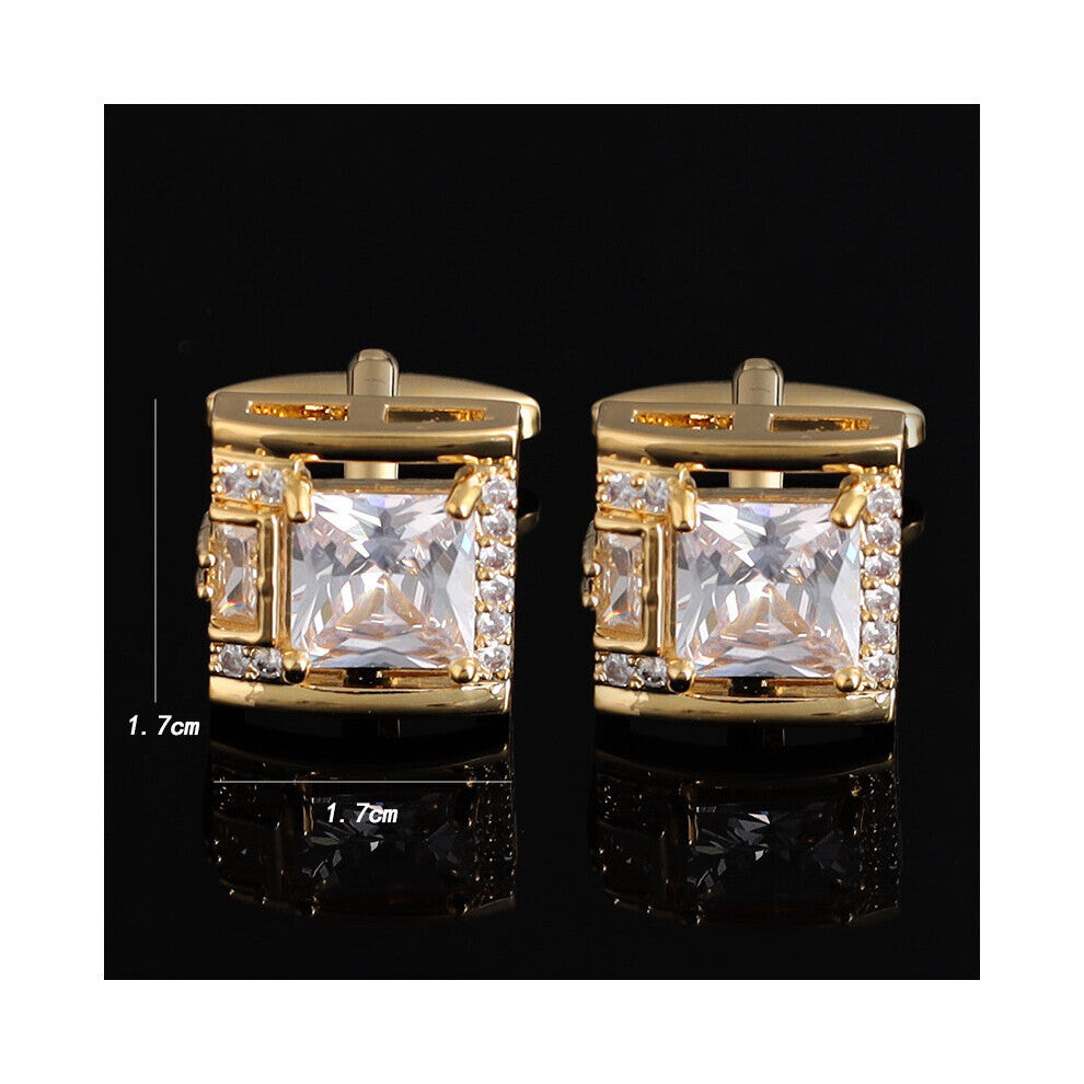Hard Long Square Artificial Diamond Mens Cufflinks
