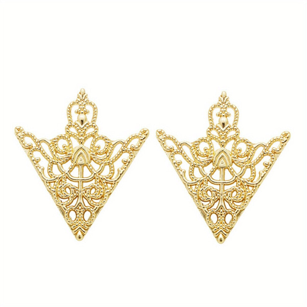 1pair Vintage Court Collar Buckle Collar Pin Mens Suit Shirt Accessories Ancient Copper Hollow Pattern Triangle Clothes Collar Corner Buckle 3 3 0cm