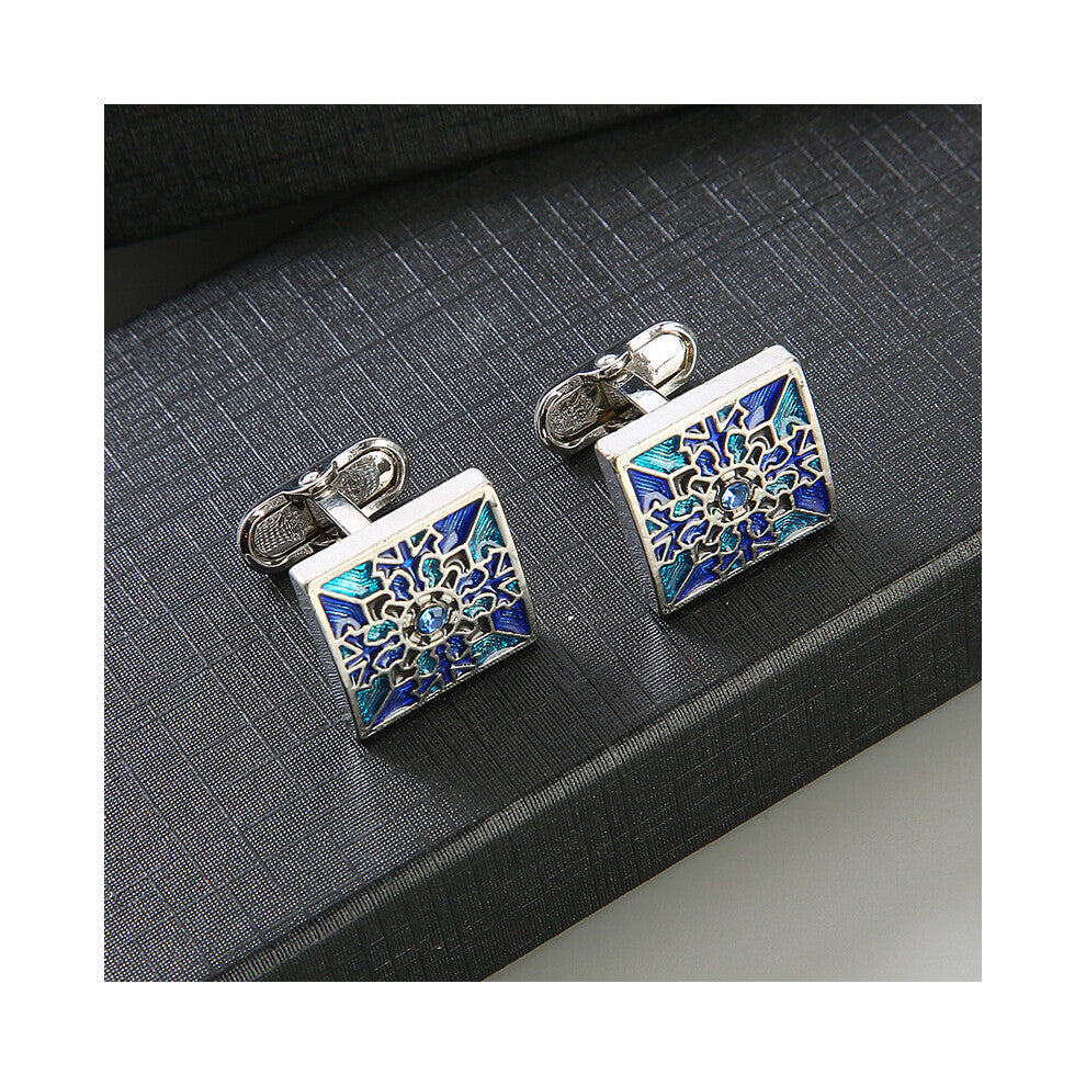 1 Pair Square Colored Checker Crystal Cufflinks French Shirts Cufflinks