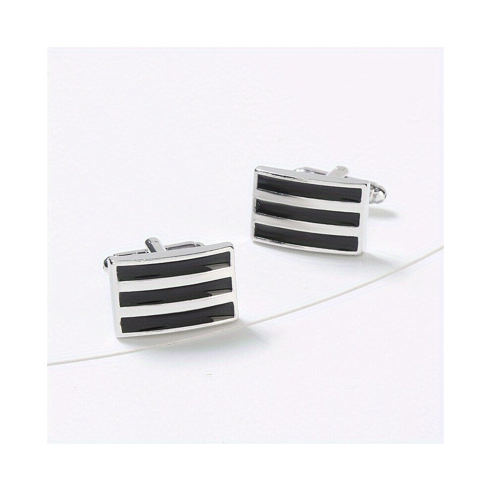 1 Pair Style Rectangular Striped Transparent Paint French Cufflinks Suit Sleeve Nail