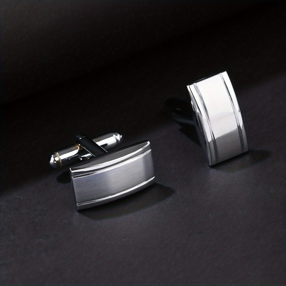 1pair Mens Steel Curved Cut Line French Cufflinks Shirt Suit Cufflinks